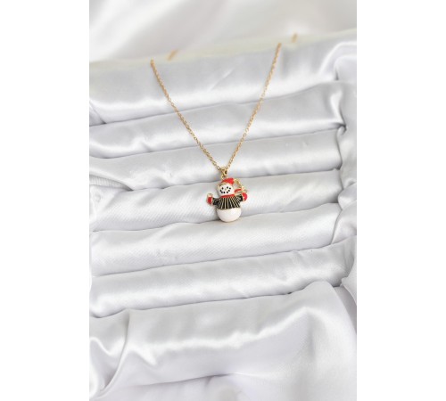 316L Çelik Zincir Gold Renk Kardan Adam Figürlü Yılbaşı Temalı Kadın Kolye - TJ-BKO10712