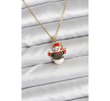 316L Çelik Zincir Gold Renk Kardan Adam Figürlü Yılbaşı Temalı Kadın Kolye - TJ-BKO10712