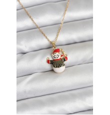 316L Çelik Zincir Gold Renk Kardan Adam Figürlü Yılbaşı Temalı Kadın Kolye - TJ-BKO10712