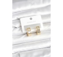 Pirinç Gold Renk Zirkon Taşlı Halka Kadın Küpe - TJ-BKP11380