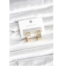 Pirinç Gold Renk Zirkon Taşlı Halka Kadın Küpe - TJ-BKP11380