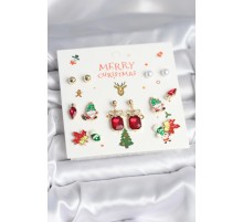 8 Çift Yılbaşı Temalı Kadın Küpe - TJ-BKP11398