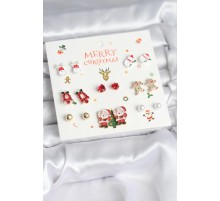 Yılbaşı Temalı Karışık Model 8 Çift Yılbaşı Temalı Kadın Küpe Seti - TJ-BKP11399