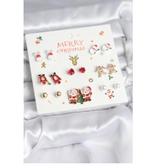 Yılbaşı Temalı Karışık Model 8 Çift Yılbaşı Temalı Kadın Küpe Seti - TJ-BKP11399