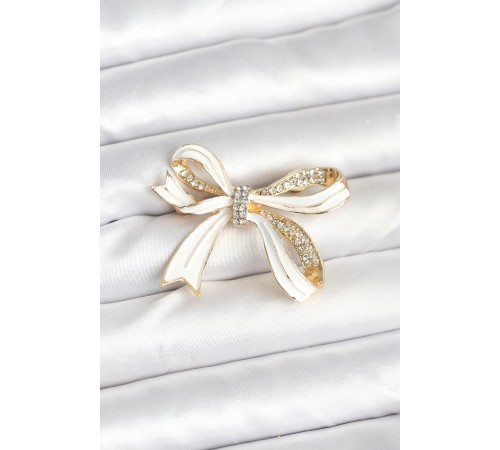 Beyaz Renk Fiyonk Model Broş - TJ-BR461