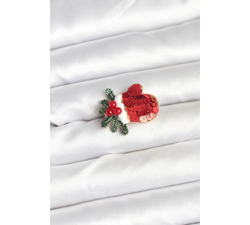 Kırmızı Model Yılbaşı Temalı Broş - TJ-BR473