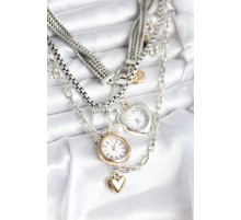 Otantik Gümüş Renk Kadın Kolye Kombini - TJ-BKO10723