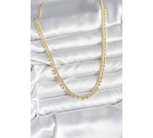 Pirinç Gold Renk Sıralı Topçuk Model Kadın Kolye - TJ-BKO10725