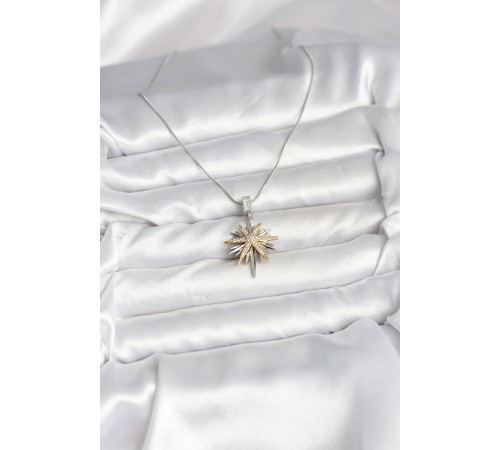 316L Çelik Zincir Gümüş Renk Kutup Yıldızı Model Kadın Kolye - TJ-BKO10726