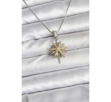 316L Çelik Zincir Gümüş Renk Kutup Yıldızı Model Kadın Kolye - TJ-BKO10726