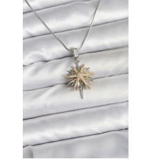 316L Çelik Zincir Gümüş Renk Kutup Yıldızı Model Kadın Kolye - TJ-BKO10726