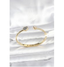 Pirinç Gold Renk Kalpli Model Kadın Kelepçe Bileklik - TJ-BB8089