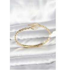 Yılan Model Pirinç Gold Renk Kadın Kelepçe Bileklik - TJ-BB8091