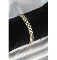 316L Çelik Gold ve Gümüş Renk 7 mm Kalınlık Erkek Bileklik - TJ-EB3764