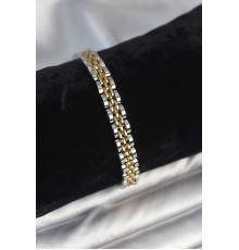 316L Çelik 7 mm Kalınlıkta Gold ve Gümüş Renkli Erkek Bileklik - TJ-EB3766