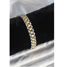 316L Çelik Gold ve Gümüş Renk 9 mm Kalınlık Erkek Bileklik - TJ-EB3769
