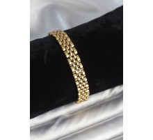 316L Çelik 9 mm Kalınlıkta Gold Renkli Erkek Bileklik - TJ-EB3773