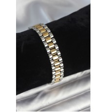 316L Çelik Gold ve Gümüş Renk 12 mm Kalınlık Erkek Bileklik - TJ-EB3775