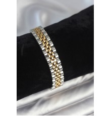 316L Çelik 12 mm Kalınlıkta Gold ve Gümüş Renkli Erkek Bileklik - TJ-EB3778