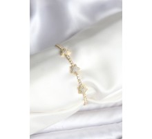 Yıldız Model Zirkon Taşlı Gold Renk Pirinç Su Yolu Kadın Bileklik - TJ-BB8096