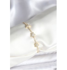 Yıldız Model Zirkon Taşlı Gold Renk Pirinç Su Yolu Kadın Bileklik - TJ-BB8096