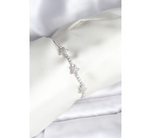 Yıldız Model Zirkon Taşlı Gümüş Renk Pirinç Su Yolu Kadın Bileklik - TJ-BB8097