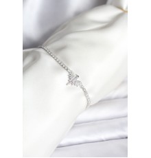 Anka Kuşu Model Zirkon Taşlı Gümüş Renk Pirinç Su Yolu Kadın Bileklik - TJ-BB8099