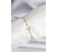 Yılan Model Zirkon Taşlı Gold Renk Pirinç Su Yolu Kadın Bileklik - TJ-BB8104