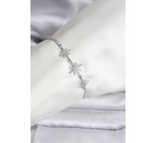 Kutup Yıldızı Model Zirkon Taşlı Gümüş Renk Su Yolu Kadın Bileklik - TJ-BB8107