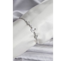 Charmlı Model Zirkon Taşlı Gümüş Renk Su Yolu Kadın Bileklik - TJ-BB8109