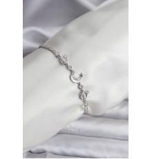 Charmlı Model Zirkon Taşlı Gümüş Renk Su Yolu Kadın Bileklik - TJ-BB8109