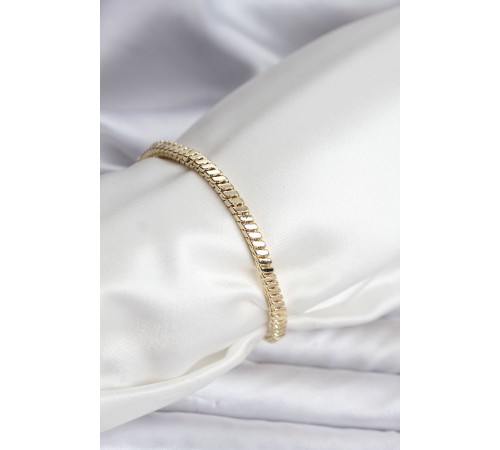 14K Gold Renk Kaplama Kare Zincir Model CM Kadın Bileklik - TJ-BB8114