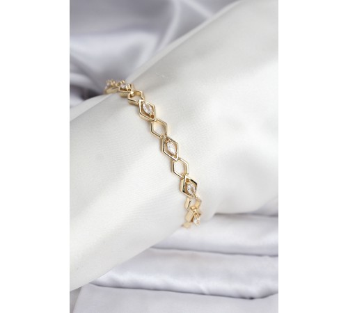 14K Gold Renk Kaplama Baklava Dilim Model Kadın Bileklik - TJ-BB8115