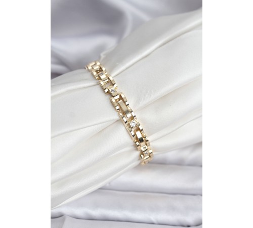 14K Gold Renk Kaplama Zirkon Taşlı CM Kadın Bileklik - TJ-BB8117