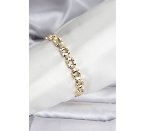 14K Gold Renk Kaplama Zirkon Taşlı CM Kadın Bileklik - TJ-BB8117