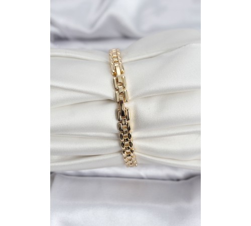 14K Gold Renk Kaplama Zirkon Kare Taşlı CM Kadın Bileklik - TJ-BB8118