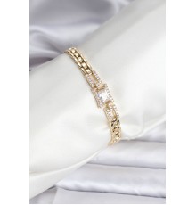 14K Gold Renk Kaplama Zirkon Kare Taşlı CM Kadın Bileklik - TJ-BB8118