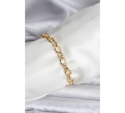 14K Gold Renk Kaplama Lazerli Zincir Model CM Kadın Bileklik - TJ-BB8120