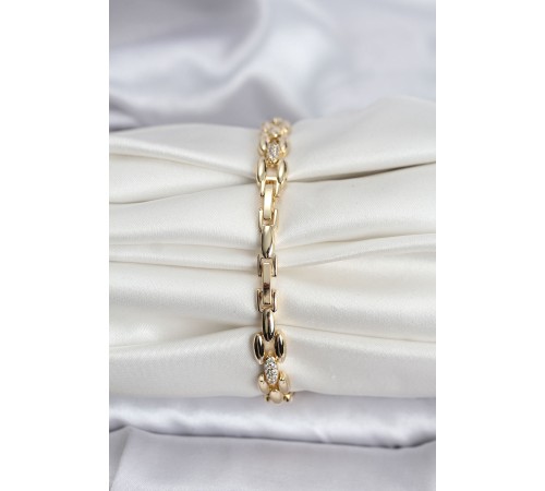 14K Gold Renk Kaplama Zirkon Taşlı Model CM Kadın Bileklik - TJ-BB8121