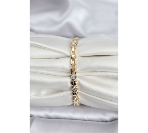 14K Gold Renk Kaplama Zirkon Taşlı CM Kadın Bileklik - TJ-BB8123