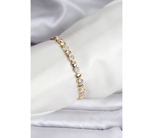 14K Gold Renk Kaplama Zirkon Taşlı CM Kadın Bileklik - TJ-BB8123