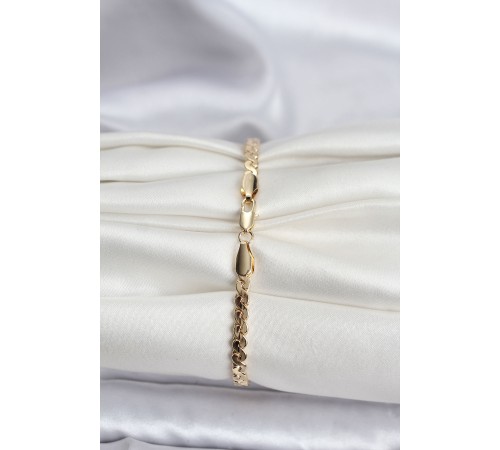 14K Gold Renk Kaplama Ezme Yılan Zincir Model CM Kadın Bileklik - TJ-BB8133