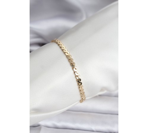 14K Gold Renk Kaplama Ezme Yılan Zincir Model CM Kadın Bileklik - TJ-BB8133