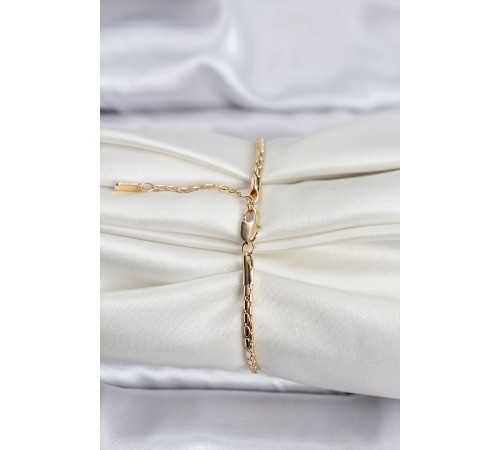 14K Gold Renk Kaplama Zincirli Model CM Kadın Bileklik - TJ-BB8139