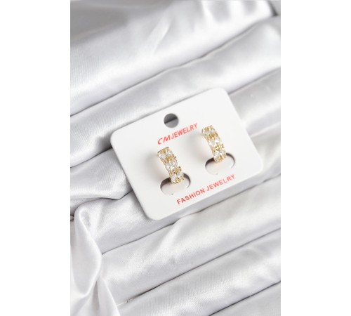 14K Gold Renk Kaplama Zirkon Taşlı CM Kadın Küpe - TJ-BKP11409