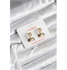 14K Gold Renk Kaplama Zirkon Taşlı Halka Model CM Kadın Küpe - TJ-BKP11410