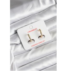 14K Gold Renk Kaplama Zirkon Taşlı Halka Model CM Kadın Küpe - TJ-BKP11418