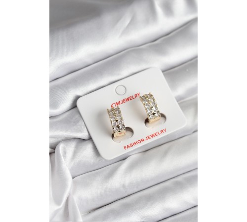 14K Gold Renk Kaplama Zirkon Taşlı CM Kadın Küpe - TJ-BKP11419