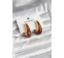 Pirinç Gold Renk Kahverengi Vintage Kadın Küpe - TJ-BKP11433