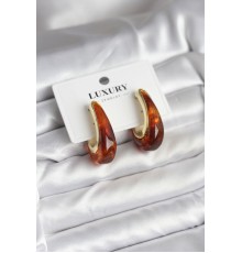 Pirinç Gold Renk Kahverengi Vintage Kadın Küpe - TJ-BKP11433